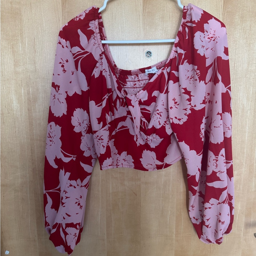 Floral Red and Pink Women's Top